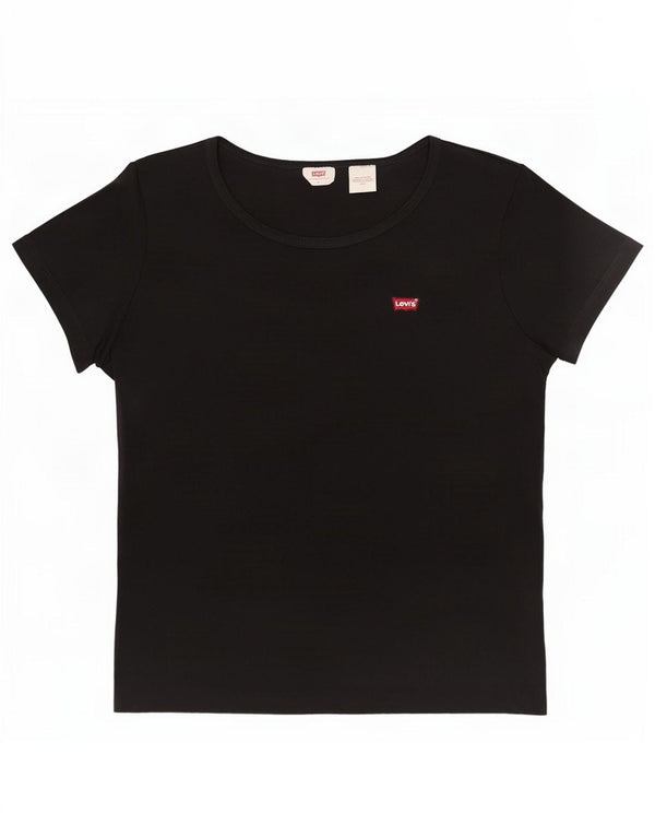 Levi's Womens T-Shirt Top UK 14 Large Black Cotton
