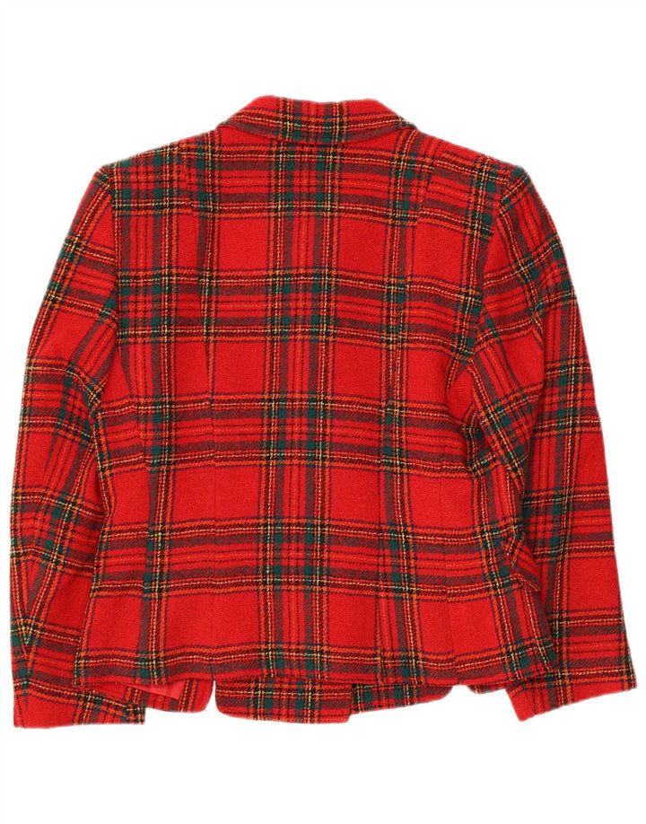 Angelo Santagostino Veste blazer à 6 boutons pour femme UK 14 à carreaux rouges moyens