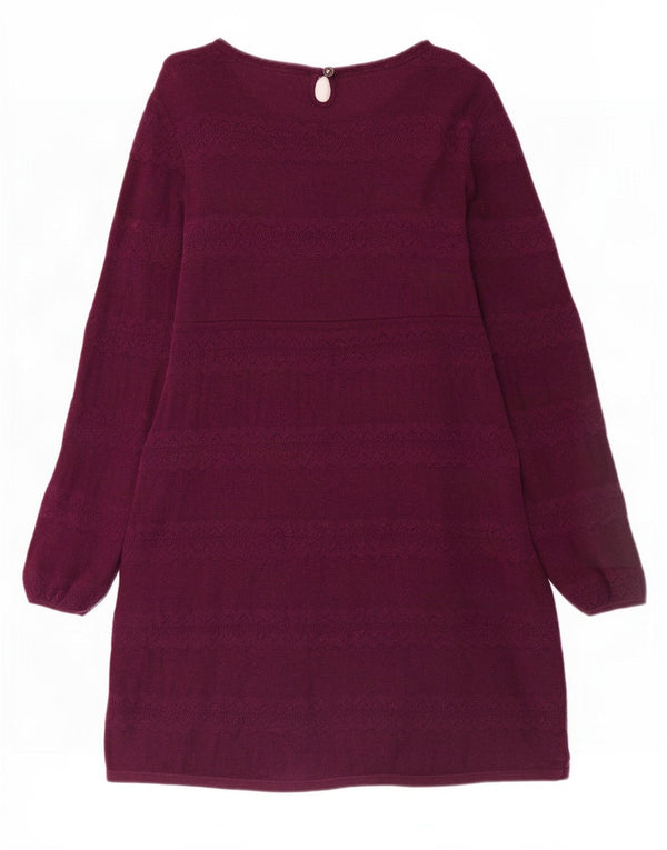 Fat Face Robe pull à manches longues pour femme UK 44 en coton rayé marron moyen