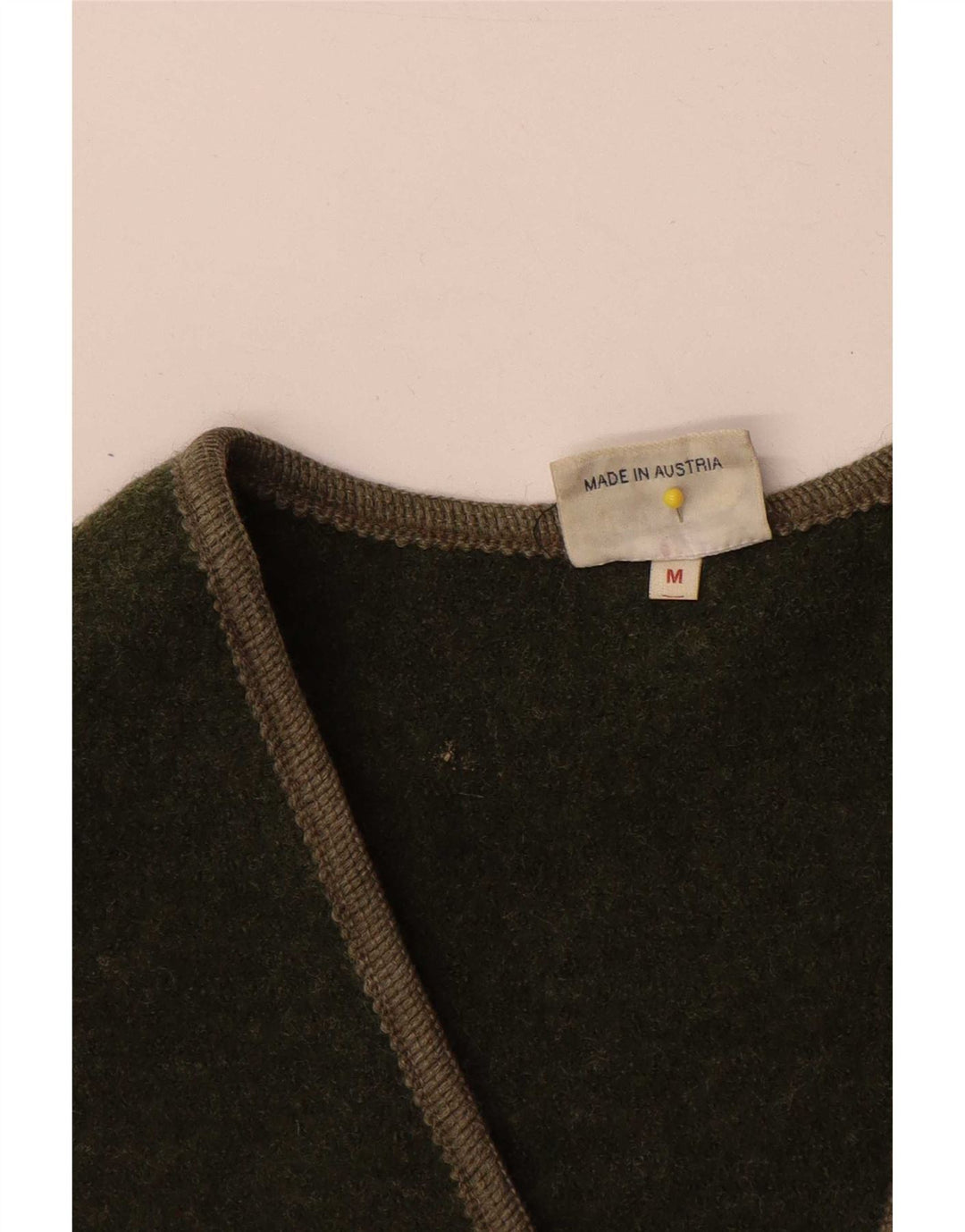 vintage Femme Gilet UK 14 Laine Kaki Moyenne