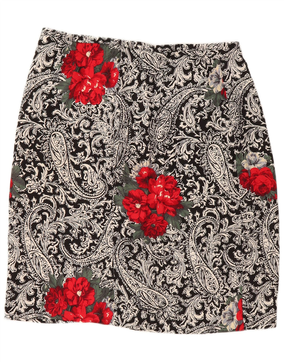 VINTAGE Jupe portefeuille femme W30 Medium Black Paisley