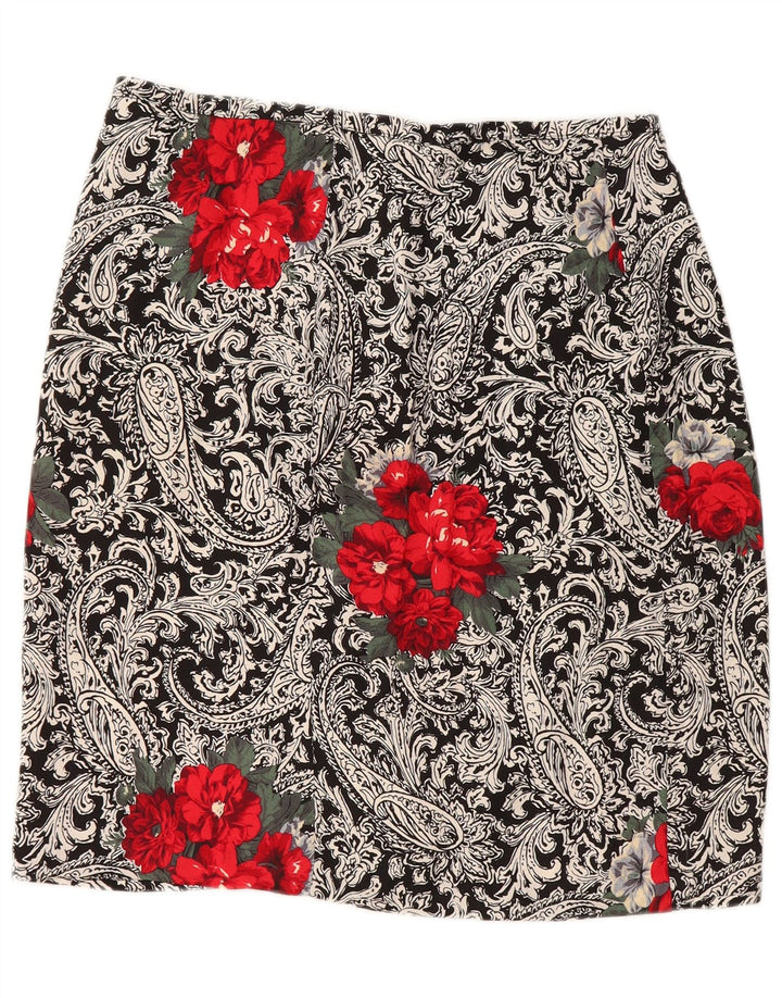 VINTAGE Jupe portefeuille femme W30 Medium Black Paisley