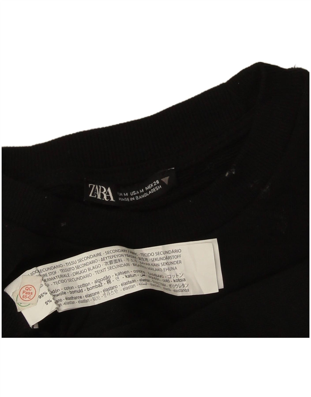Zara Womens Crop Sweatshirt Jumper UK 14 Moyen Noir Coton