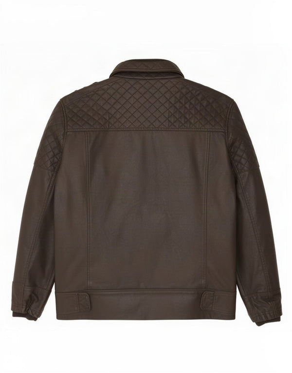 Jeff Banks Veste militaire en simili cuir pour homme UK 44 2XL Marron Polyuréthane