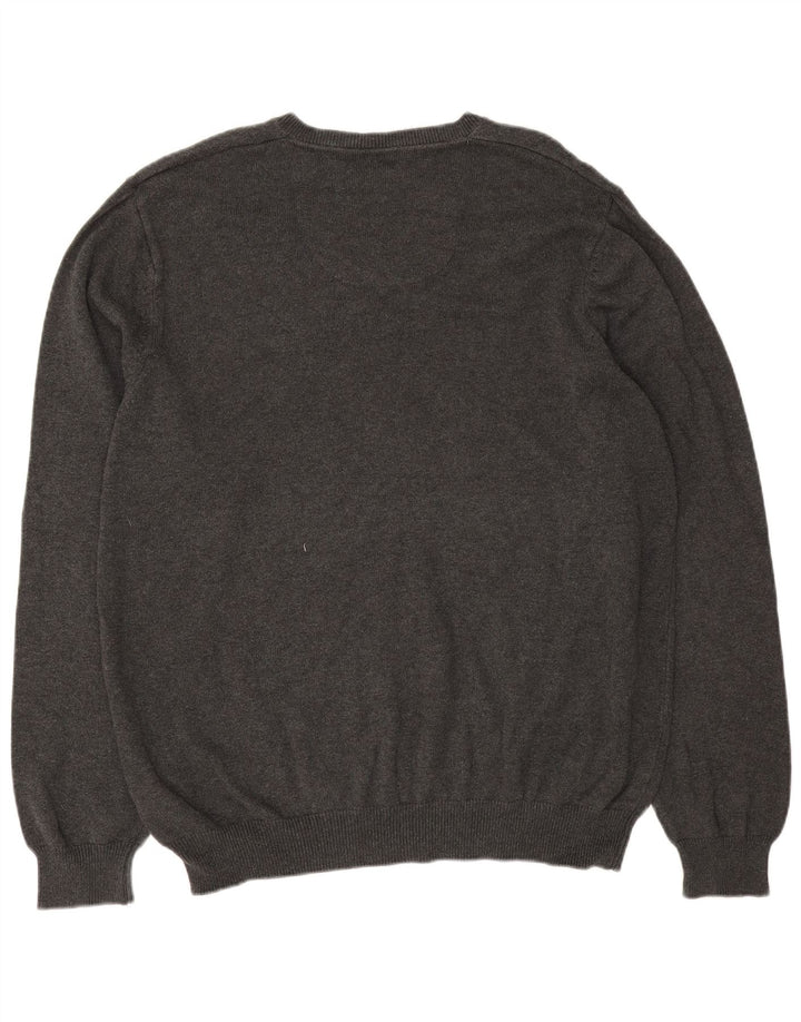 Marks & Spencer Pull coupe classique à col en V pour homme XL Gris Coton