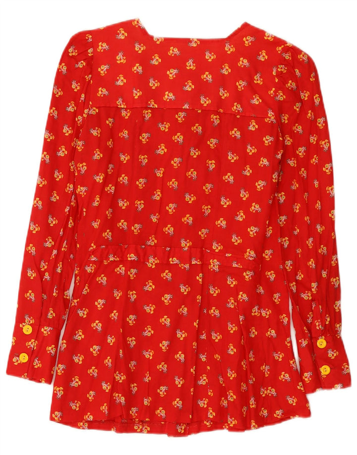 vintage Femme Chemise Blouse IT 42 Moyen Rouge Floral
