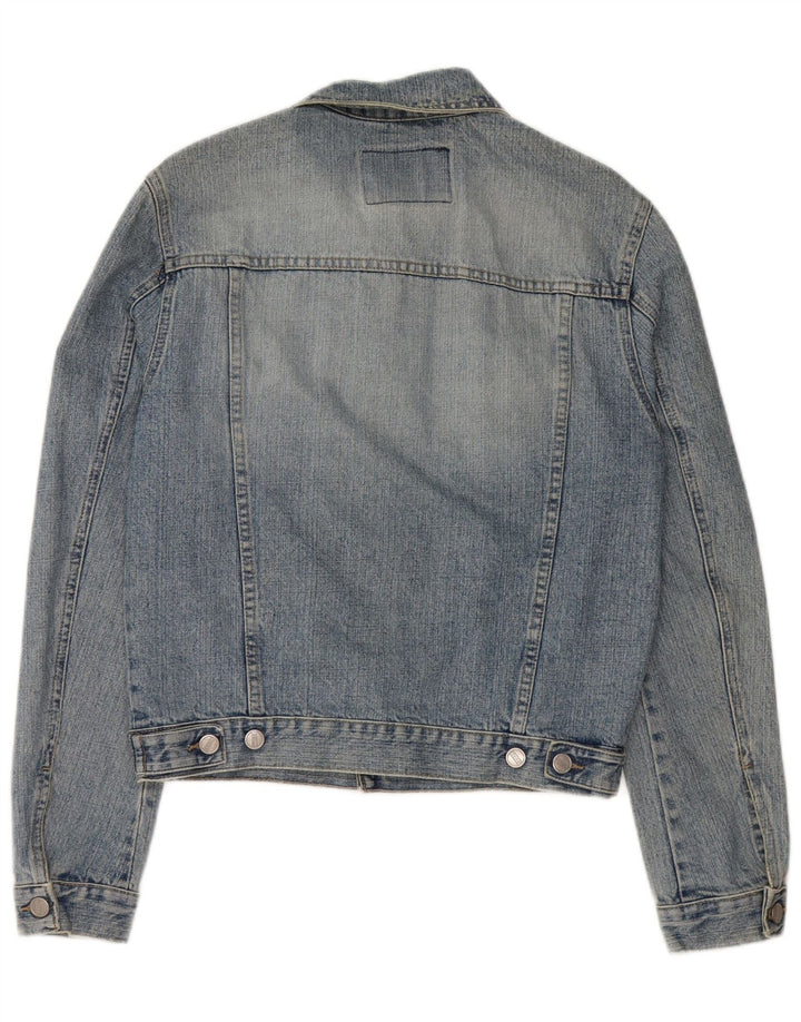 VINTAGE Veste en jean femme UK 12 Bleu moyen
