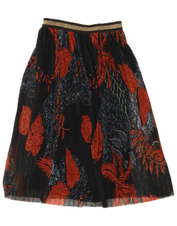 Desigual Jupe trapèze taille haute pour femme Small W26 Noir Floral Polyester
