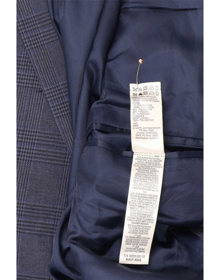 Marks & Spencer Veste blazer à 2 boutons pour homme UK 48 2XL Bleu pied-de-poule