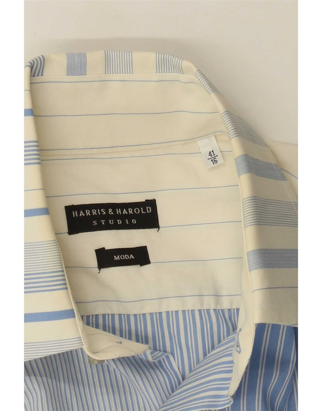 Harris&Harold Chemise Homme Taille 41 16 Grand Coton Rayé Bleu