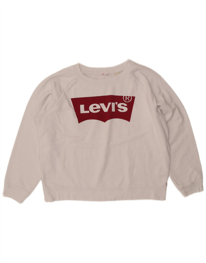 LEVI'S Sweat-shirt graphique surdimensionné pour femme UK 16 Grand coton blanc