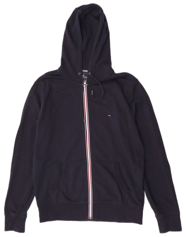 Tommy Hilfiger Pull à capuche zippé pour homme, coupe régulière, grand bleu marine