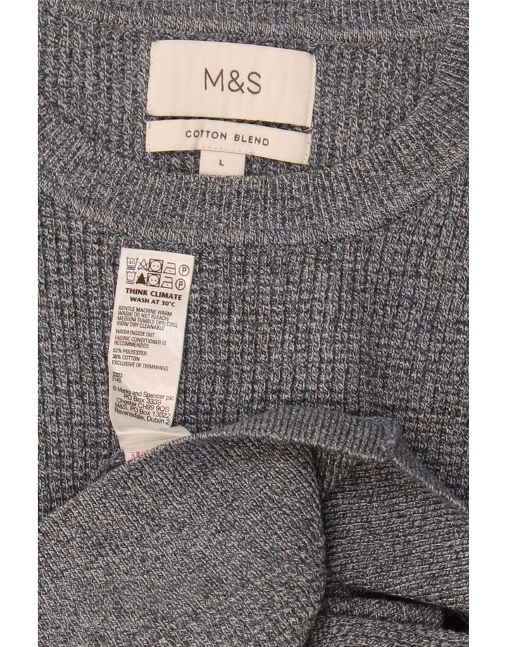 Marks & Spencer Pull à col rond pour homme en polyester moucheté gris grand