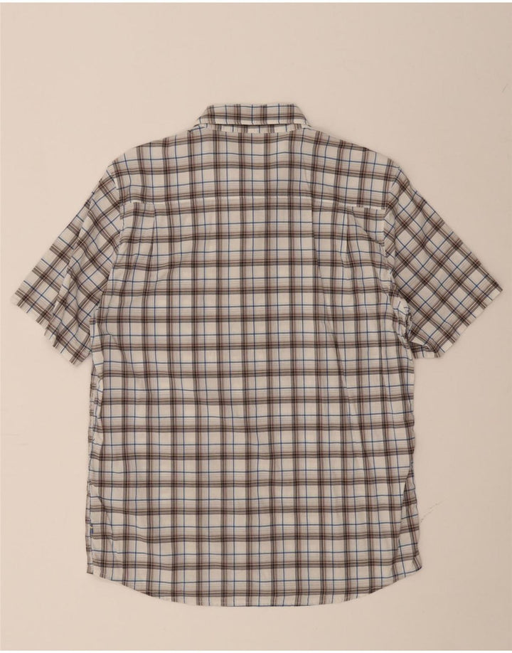 FJALL RAVEN Mens Short Sleeve Shirt Medium White Check Polyester Vintage Fjall Raven and Second-Hand Fjall Raven from Messina Hembry 