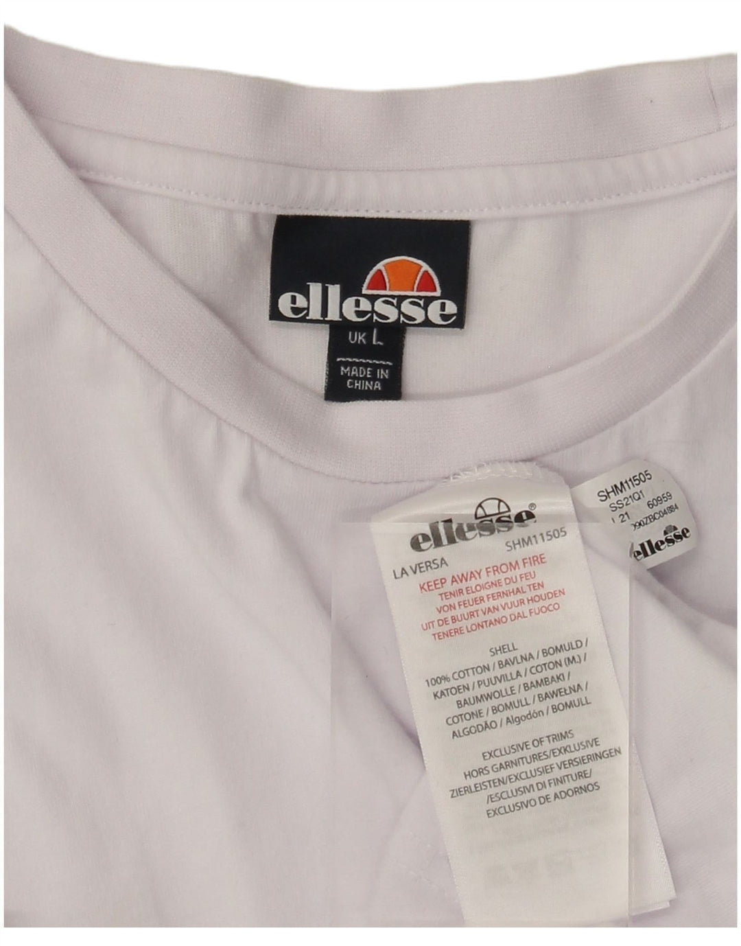 Ellesse T-Shirt Homme Haut Large Blanc Colourblock Coton