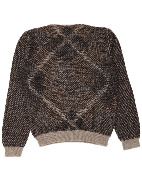 Benetton Pull Col V Homme Large Acrylique Géométrique Marron