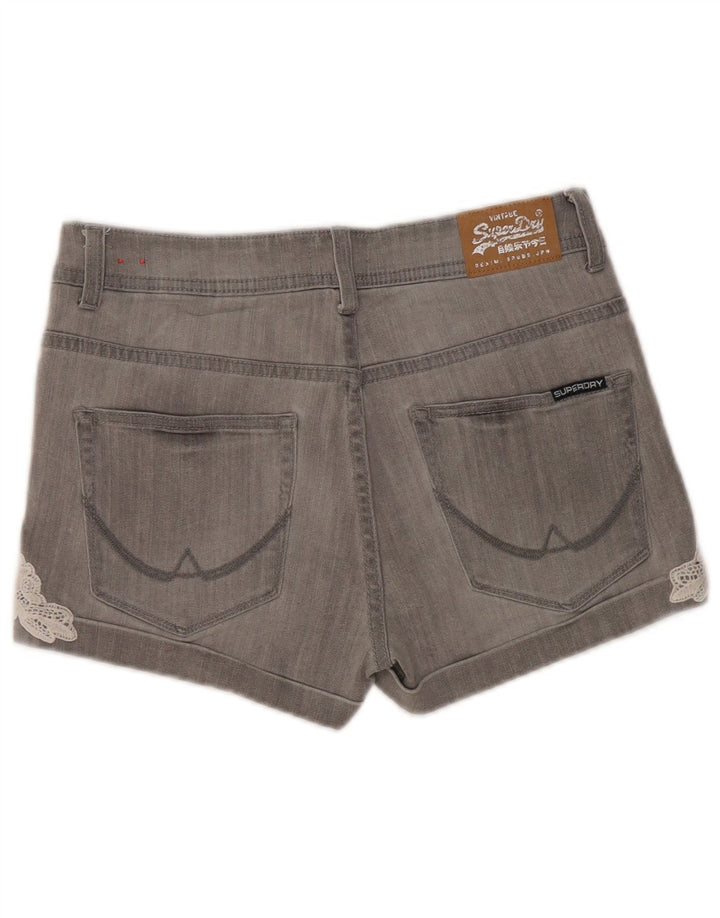 Superdry Short En Jean W30 Femme Gris Moyen Coton