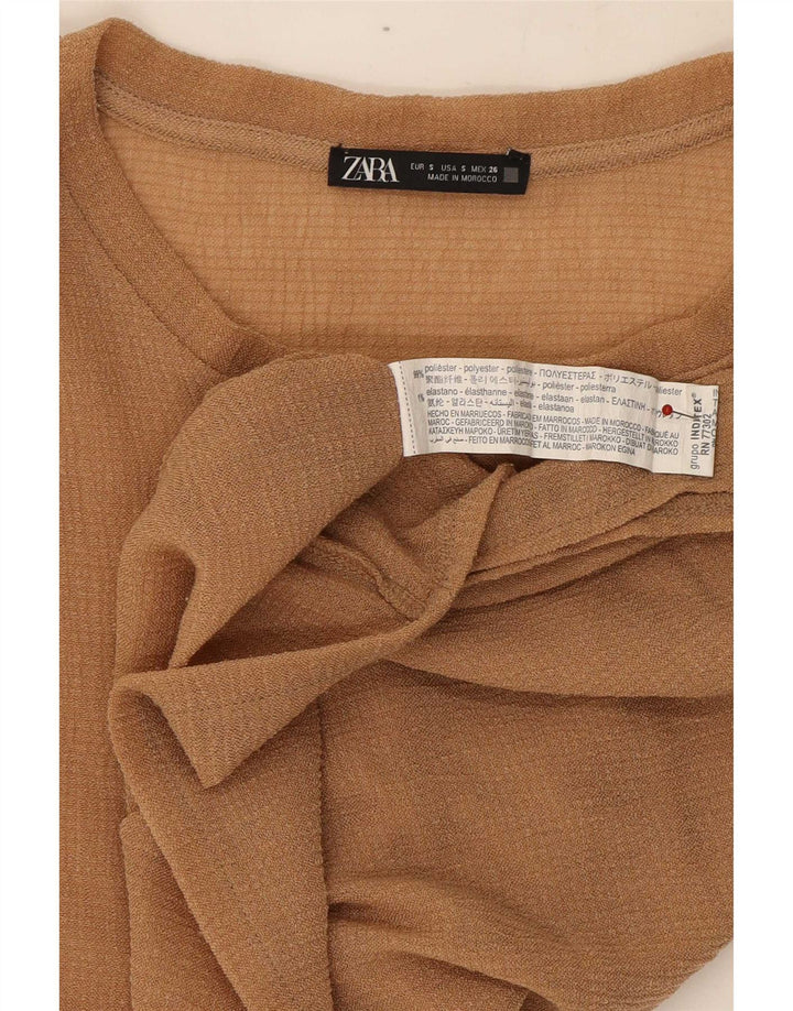 Zara Chemisier court sans manches surdimensionné pour femme UK 10 Petit Beige