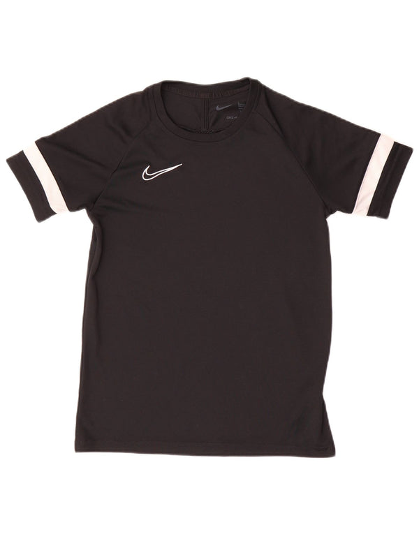 Nike Garçons Dri Fit T-Shirt Top 12-13 ans Large Noir Colorblock Polyester