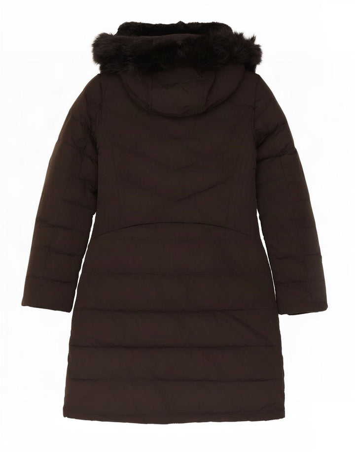 Zara Manteau rembourré à capuche pour femme UK 12 Polyester noir moyen