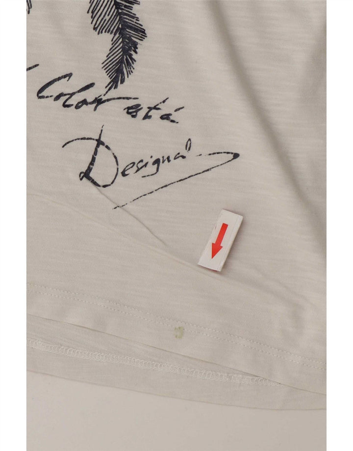 Desigual T-shirt graphique pour femme UK 16 Large Blanc
