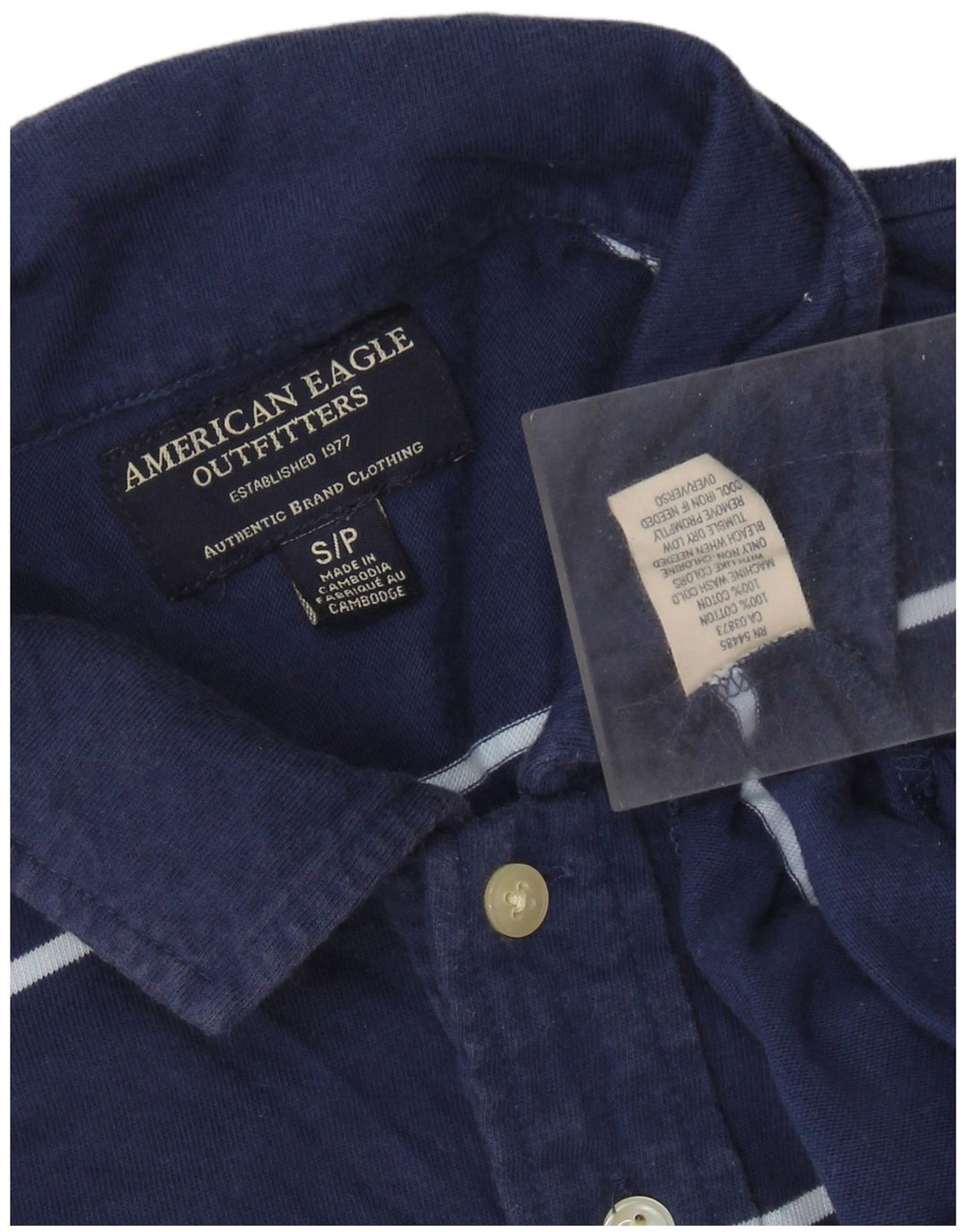 American Eagle Polo Homme Petit Coton Rayé Bleu Marine
