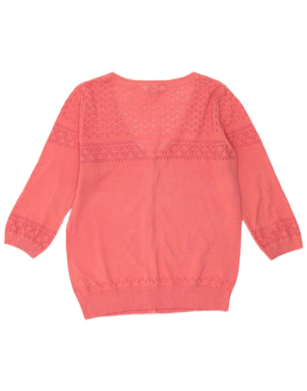 Fat Face Cardigan à manches 3/4 pour femme en coton rose moyen UK 14