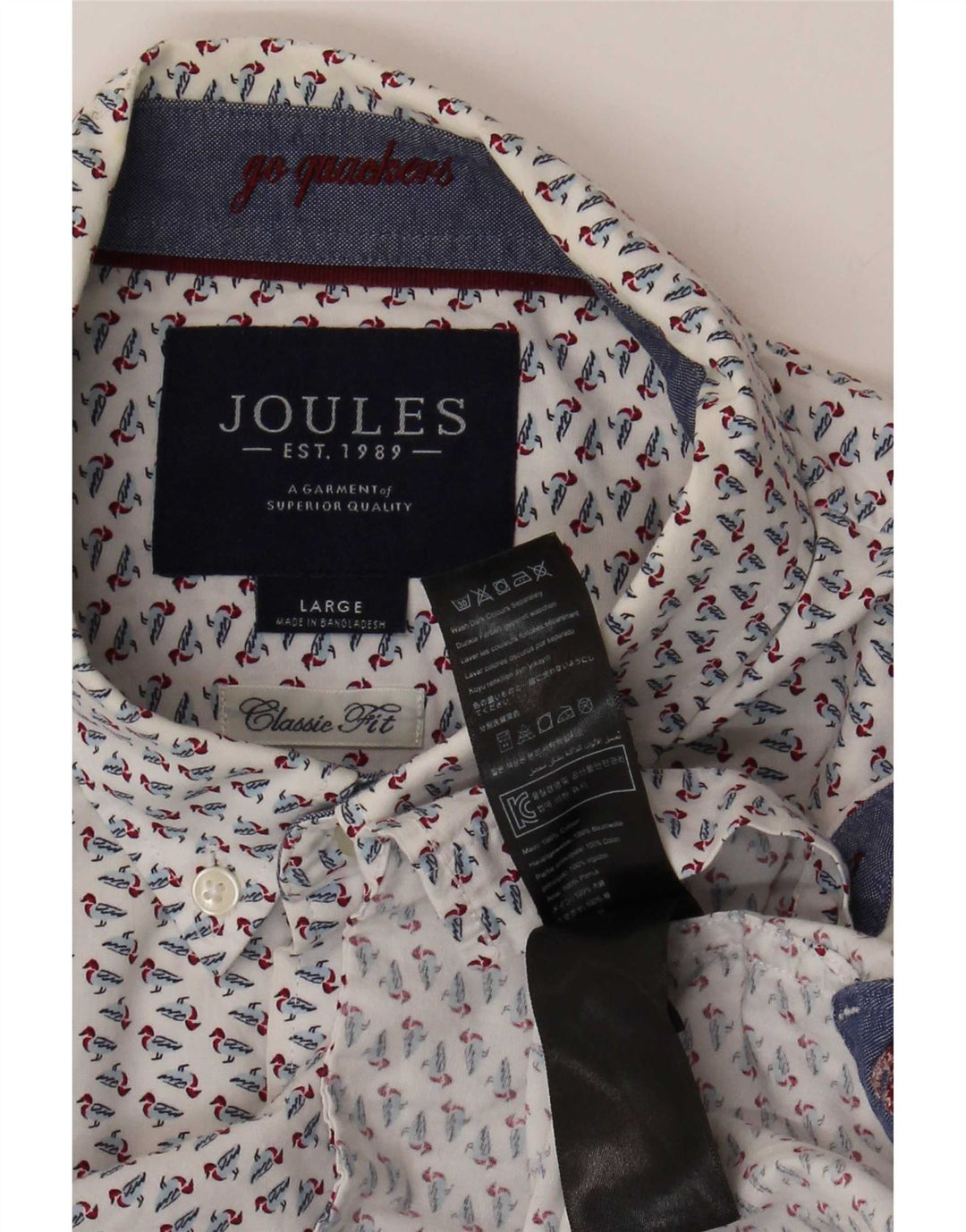 Joules Chemise Coupe Classique à Motif Abstrait Homme Grand Blanc Coton
