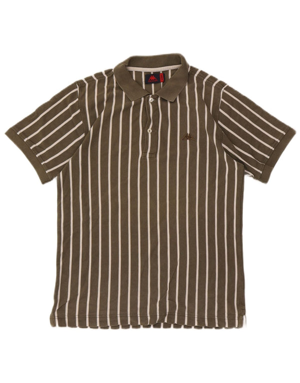 Kappa Polo Homme Kaki Moyen Rayé Coton