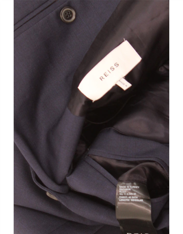 Reiss Veste Blazer 2 Boutons Homme UK 40 Grande Laine Bleu Marine