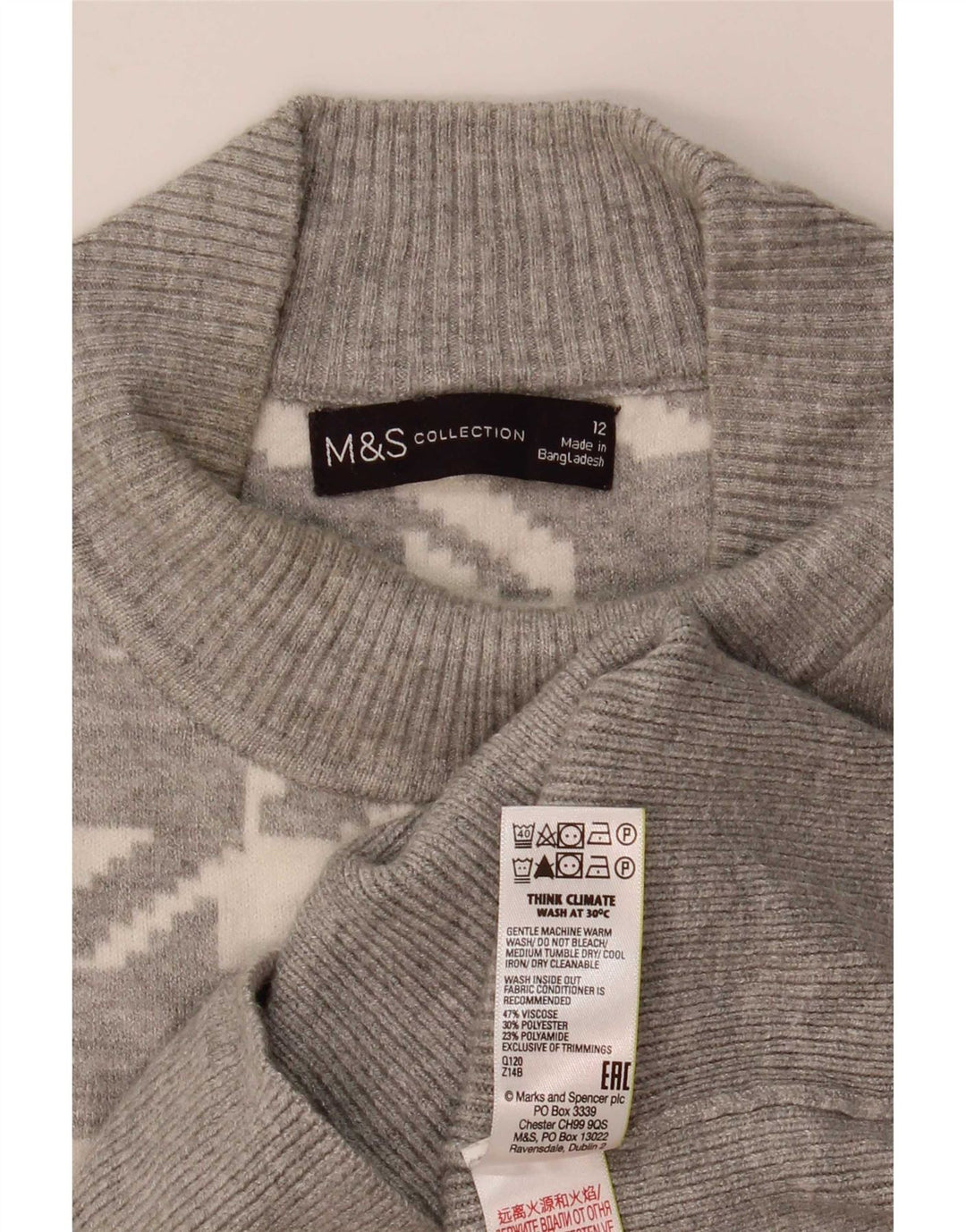 Marks & Spencer Pull col roulé pour femme Gris moyen UK 12