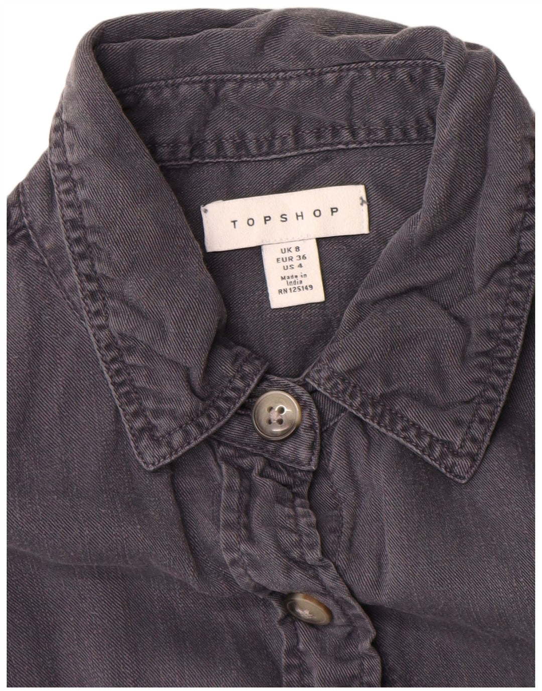 Topshop Chemise Femme UK 8 Small Gris Tencel