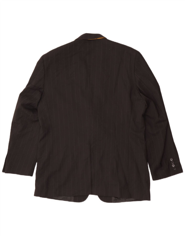 Kartel Veste blazer à 2 boutons pour homme UK 44 2XL Noir à fines rayures Polyester