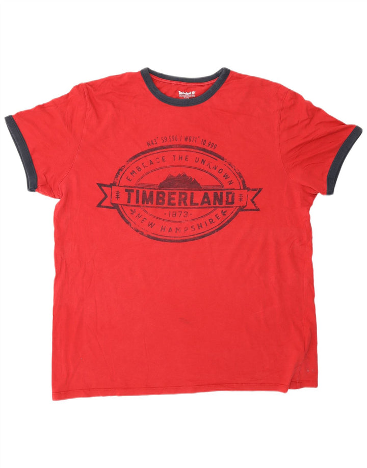 Timberland T-Shirt Graphique Homme Top XL Rouge Coton
