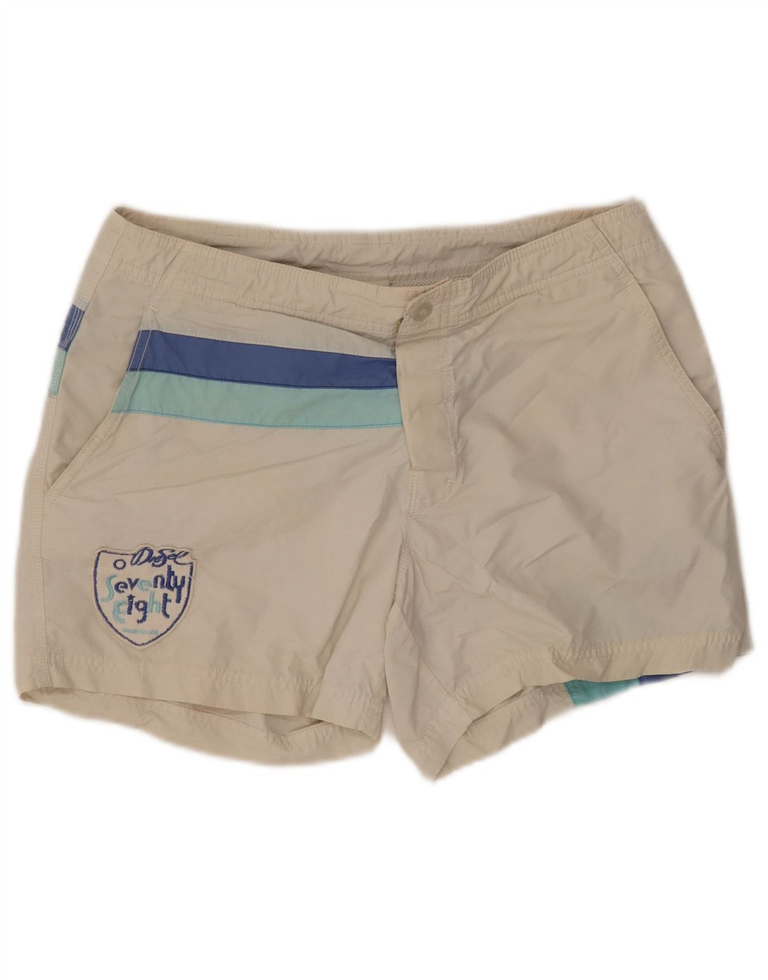 DIESEL Short de bain homme petit coton rayé blanc cassé