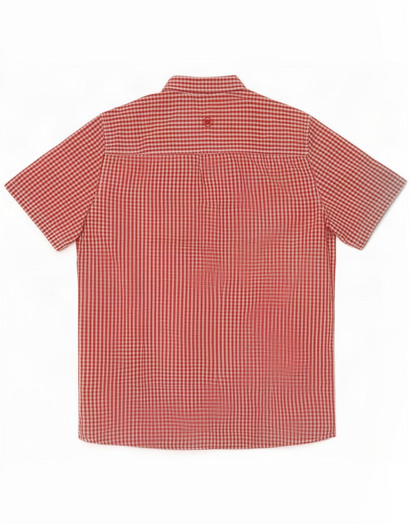 Fat Face Chemise à manches courtes pour homme Coupe classique Grand rouge en coton vichy