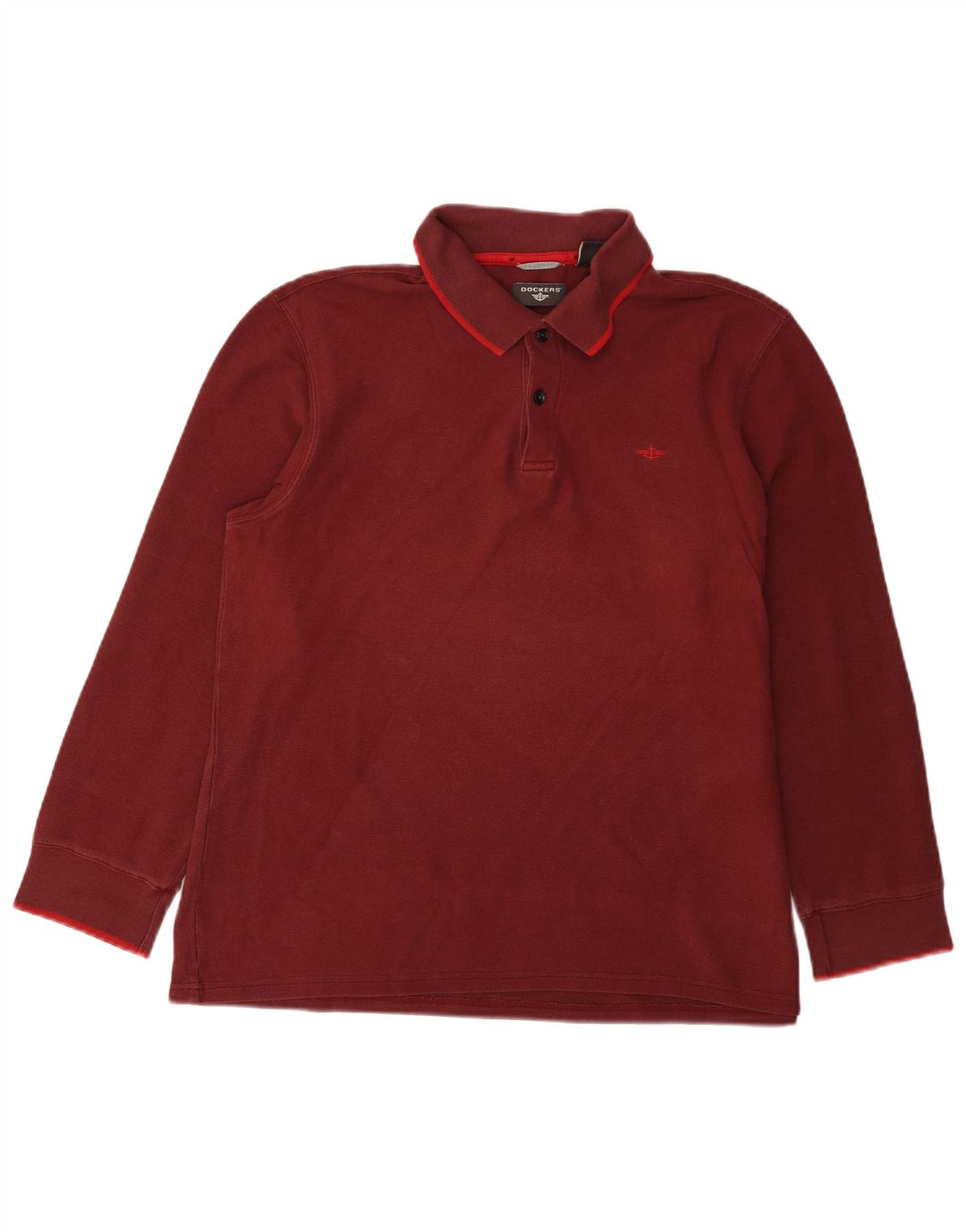 Dockers Polo à Manches Longues Homme Coton Bordeaux Moyen