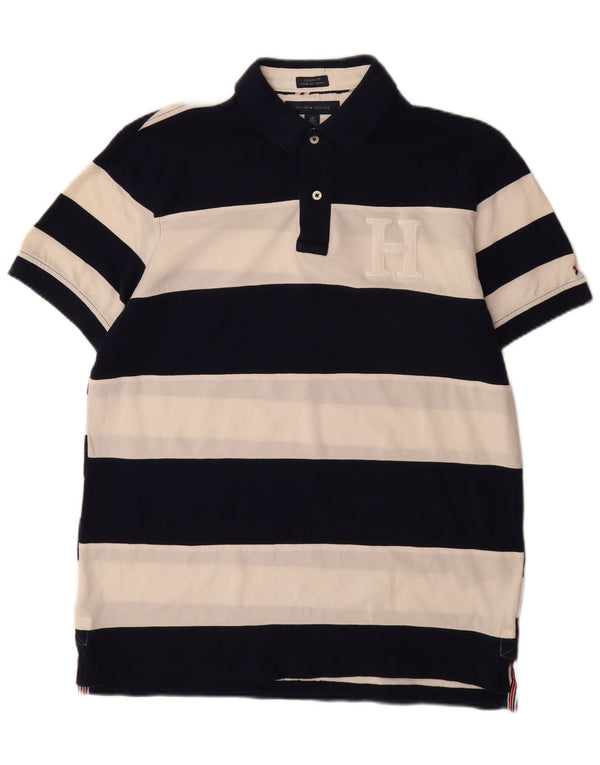 Tommy Hilfiger Polo sur mesure pour homme en coton rayé bleu marine
