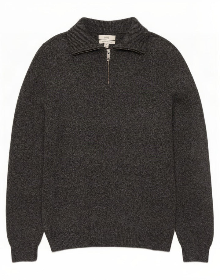 Marks & Spencer Pull Col Zippé Homme Gris Moyen