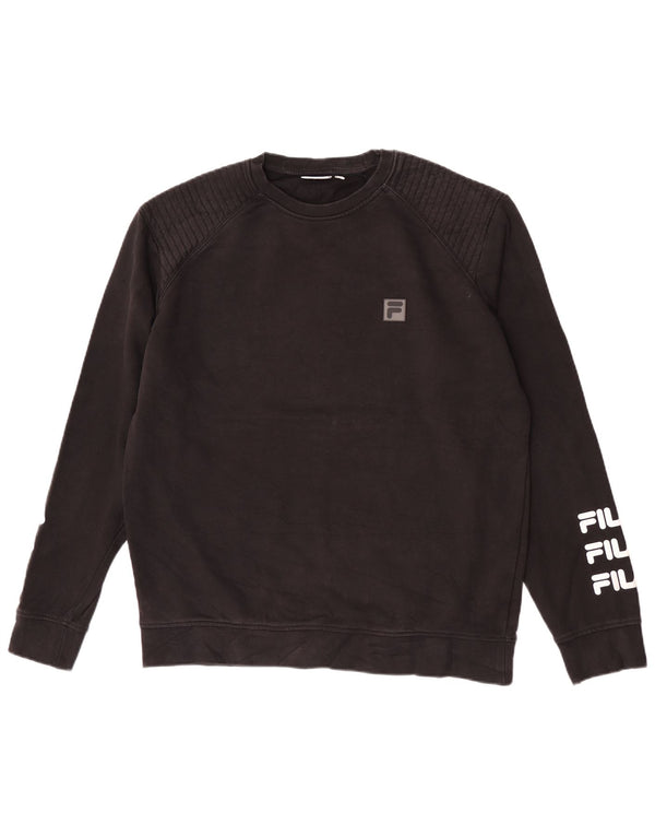 Fila Mens Graphic Regular Fit Sweatshirt Jumper Grand Noir Coton