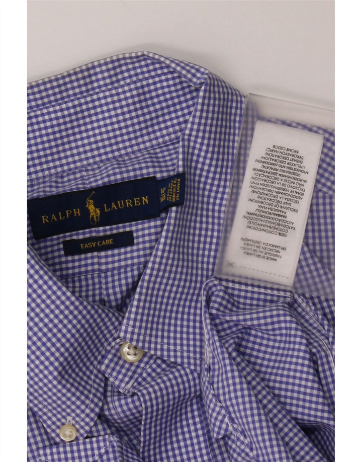 Ralph Lauren Chemise Homme Taille 16 1/2 Grand Coton Vichy Bleu