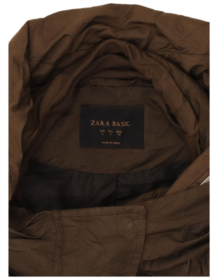 Zara Parka à capuche pour femme UK 16 Large Marron