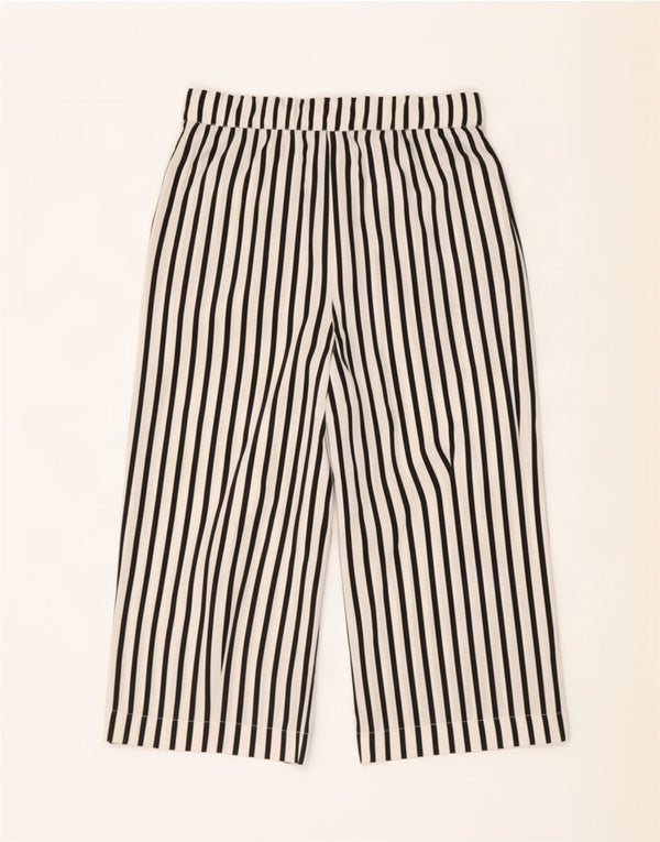 Zara Femme Trafaluc Pantalon Capri Taille Haute Large W30 L22 Rayé Noir