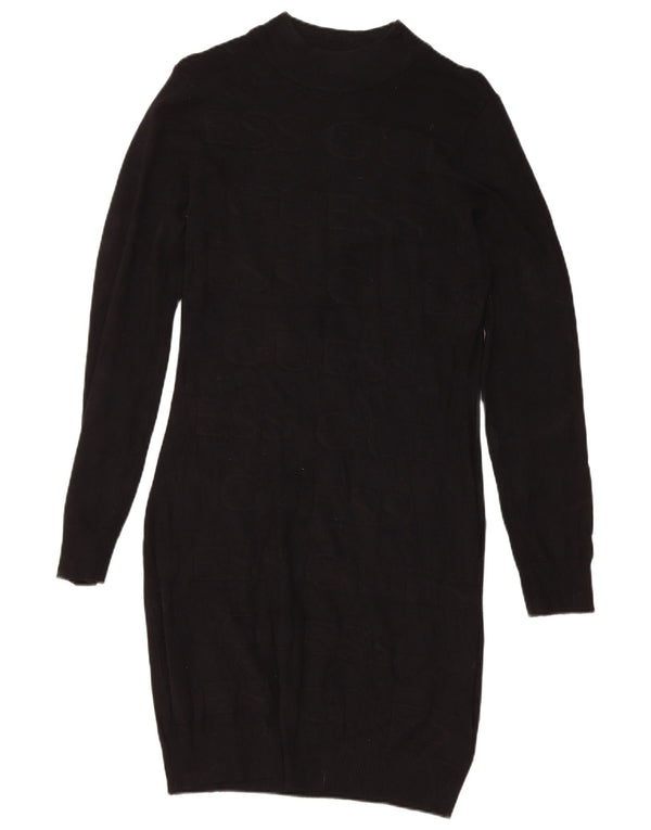 Guess Robe pull graphique pour femme UK 12 Medium Noir Viscose