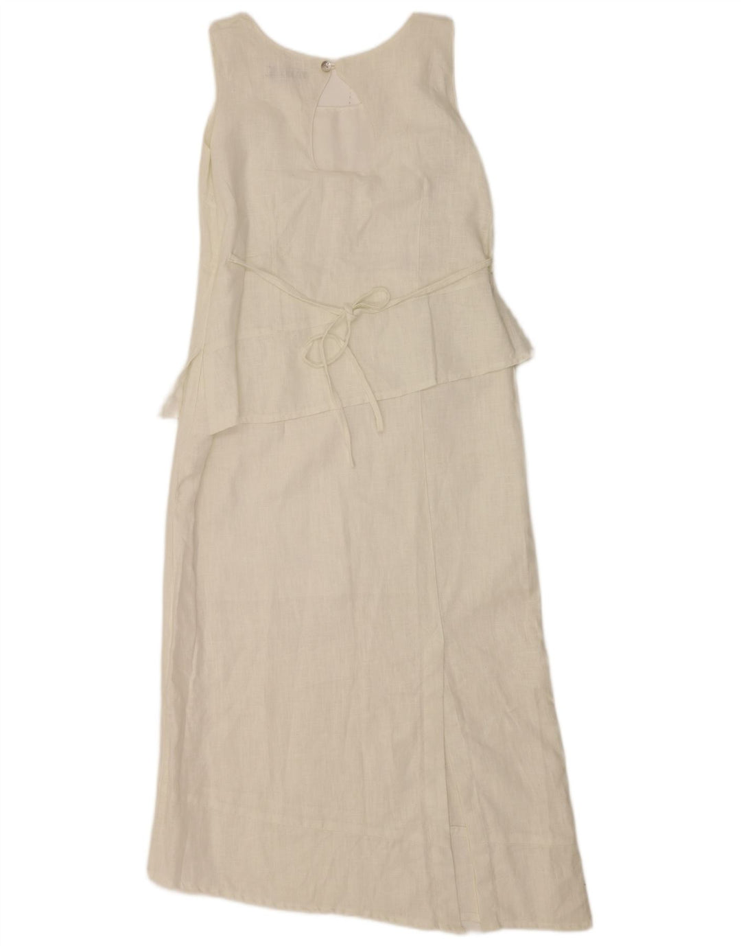 Robe asymétrique sans manches femme vintage IT 44 Lin blanc moyen