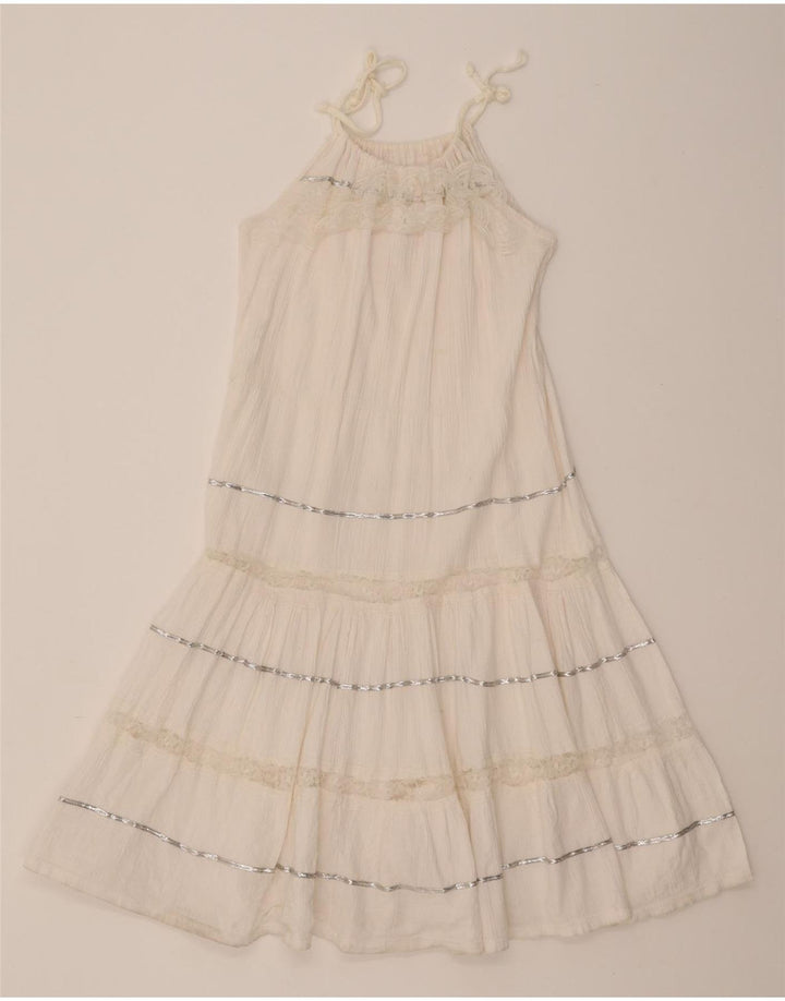 VINTAGE Womens Sundress UK 12 Medium White Striped Vintage Vintage and Second-Hand Vintage from Messina Hembry 