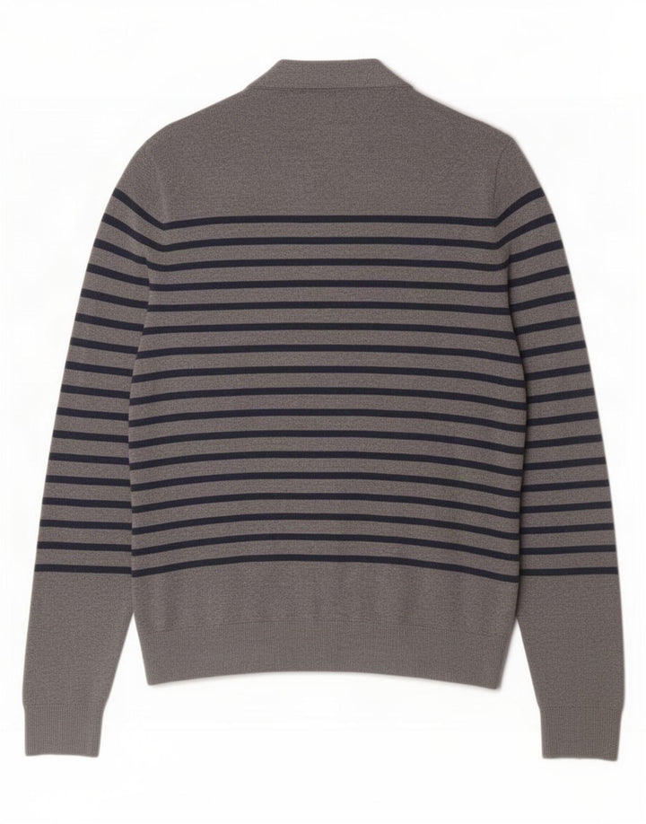 Tommy Hilfiger Pull Cardigan Homme Gris Moyen Rayé Coton