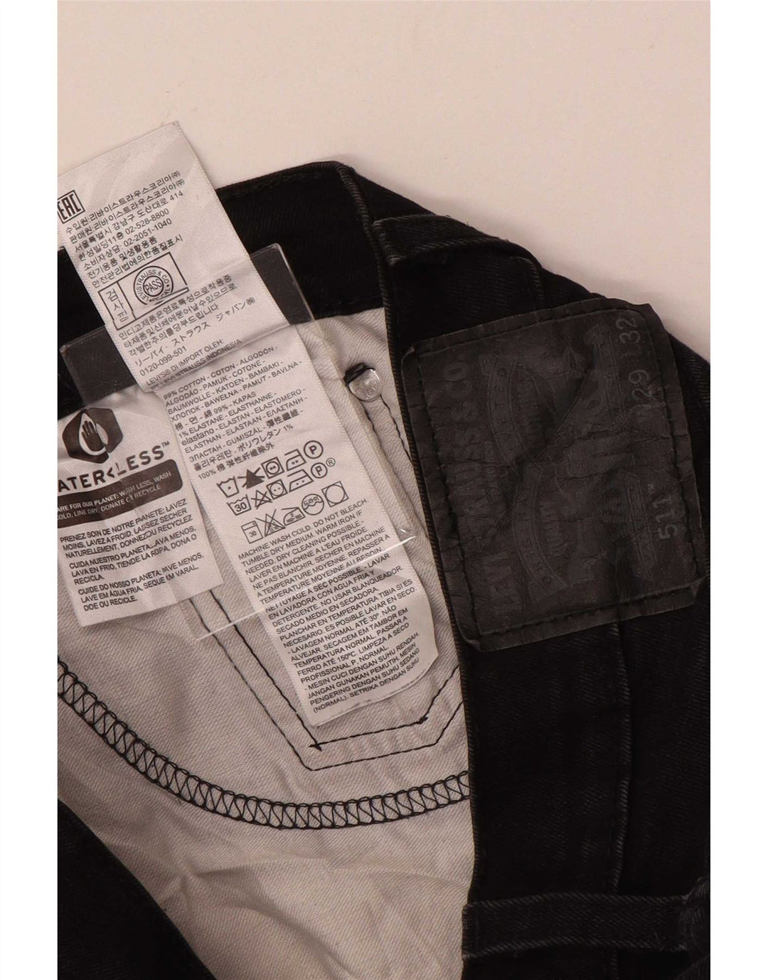 Levi's Jean Slim 511 Homme W29 L32 Noir Coton