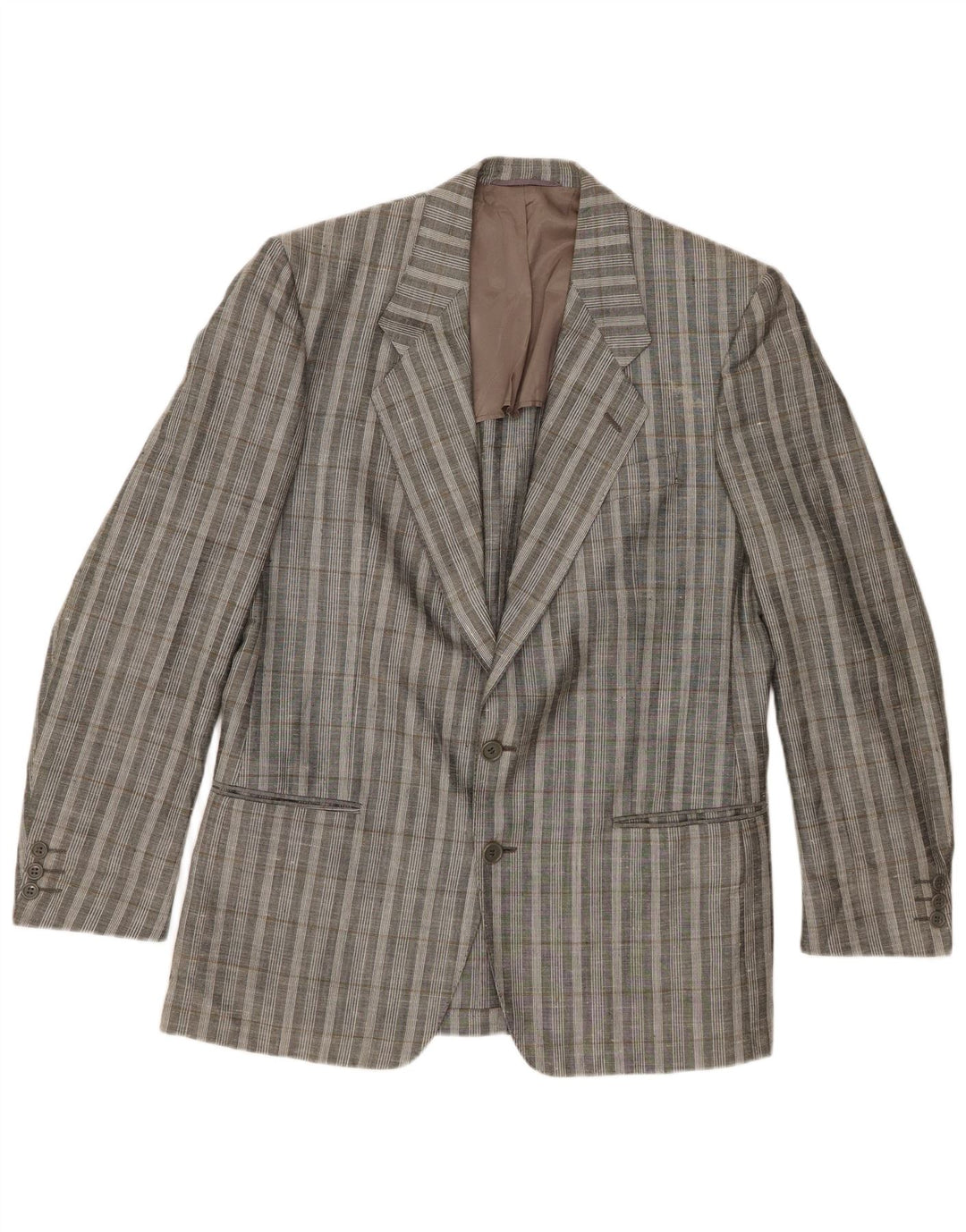 Facis Chemise en jean à 2 boutons pour homme UK 38 Gris moyen à carreaux