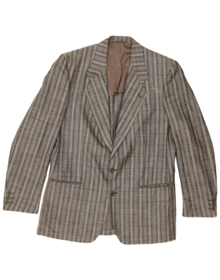 Facis Chemise en jean à 2 boutons pour homme UK 38 Gris moyen à carreaux